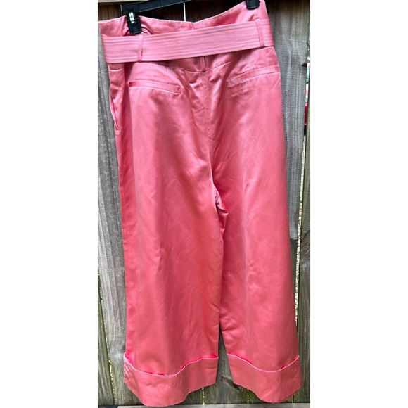 Adam Lippes 100% Silk Pink Tie Waist Wide Leg Pants 10 - Picture 2 of 15
